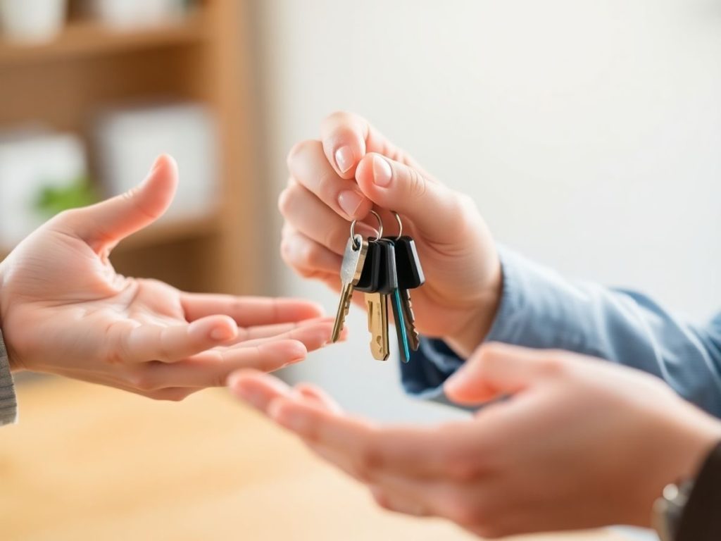 Negociere chirie, mână cu chei apartament